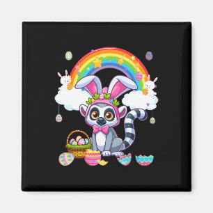 Bunny Lemur Easter Hunting Eggs Basket Colourful R Magnet
