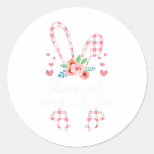 Bunny Leopard Hoppiest Lunch Lady Ever Easter Day  Classic Round Sticker