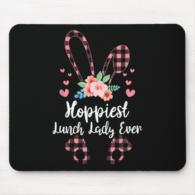 Bunny Leopard Hoppiest Lunch Lady Ever Easter Day  Mouse Mat (Front)
