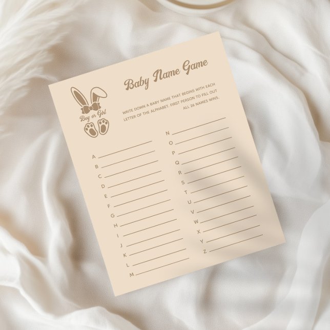 Bunny Light Beige Gender Reveal Baby Name Game (Creator Uploaded)