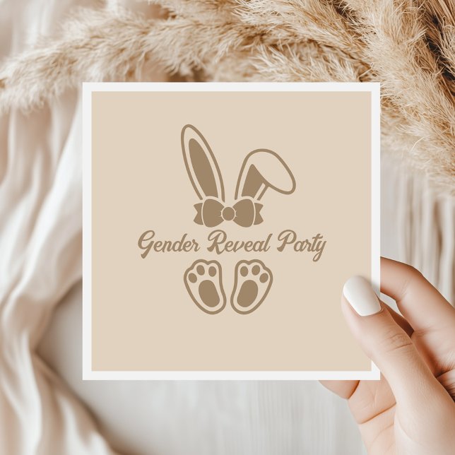 Bunny Light Beige Minimalist Gender Reveal Napkin (Creator Uploaded)