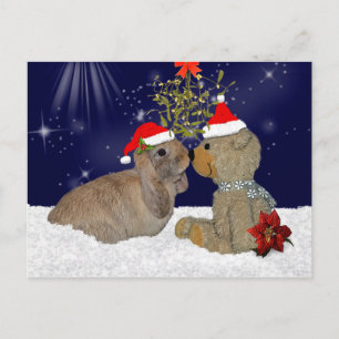 Bunny Love at Christmas Postcard