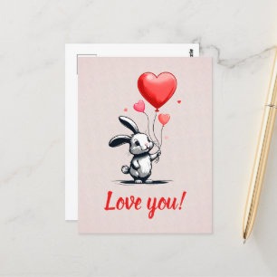Bunny Love Balloons  Postcard