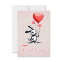 Bunny Love Balloons Thank You Card