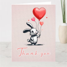 Bunny Love Balloons Thank You Card