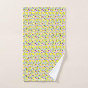 Bunny Love bright light colours almost pastel shad Hand Towel