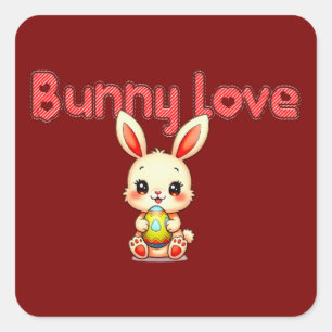 Bunny Love – Cute Easter Bunny Design Autocolante Square Sticker