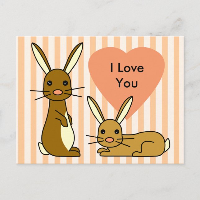 Bunny Love - Cute Rabbits Postcard (Front)