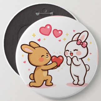 Bunny Love Heart Gift Cute Cartoon Design 6 Cm Round Badge