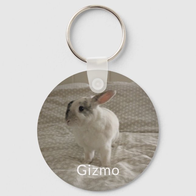 Bunny Lover's Personalised Photo and Name Keepsake Key Ring (Front)