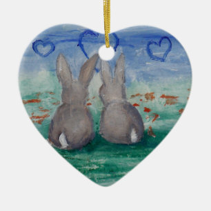 Bunny Lovin' aceo Ceramic Tree Decoration