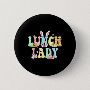 Bunny Lunch Lady Funny Egg Easter Day Floral 6 Cm Round Badge