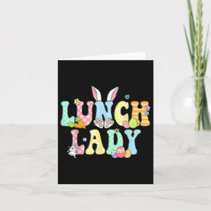 Bunny Lunch Lady Funny Egg Easter Day Floral Card