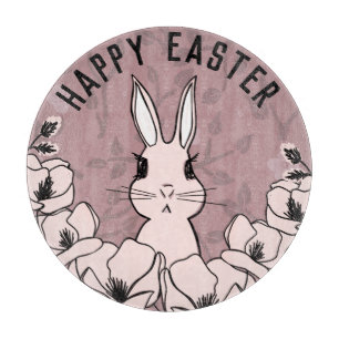 Bunny Magnolia Flower Easter Cutting Board