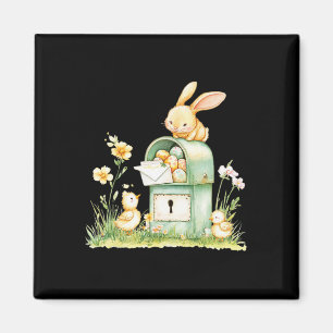 Bunny Mailbox Delivering With Eggs  Magnet