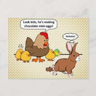 Bunny makes chocolate poop funny cartoon Brown Postcard