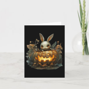 Bunny Mayhem Creepy Halloween Bunny Pumpkin  Card