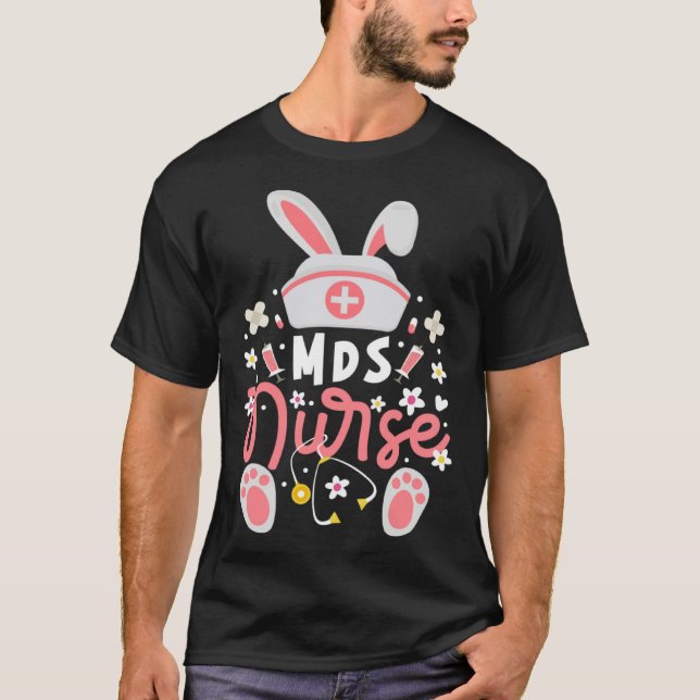 Bunny MDS Nurse Cute Bunny Ears Hat Minimum Data S T-Shirt (Front)
