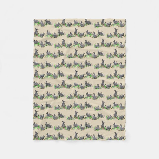 Bunny Meadow Fleece Blanket (Gold) (Front)