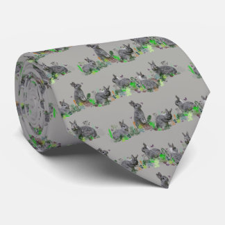 Bunny Meadow Tie Double Sided Print (Grey)