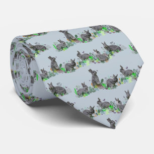 Bunny Meadow Tie Double Sided Print (Light Blue)