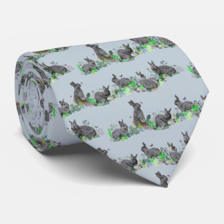 Bunny Meadow Tie Double Sided Print (Light Blue)