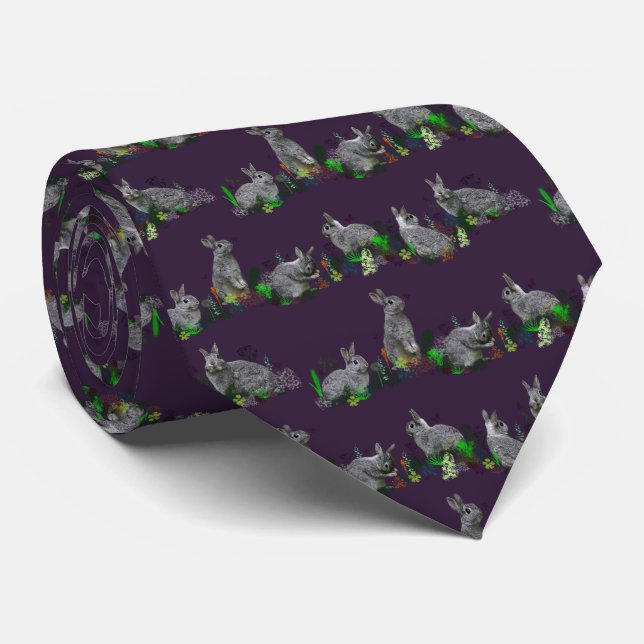 Bunny Meadow Tie Double Sided Print (Purple) (Rolled)