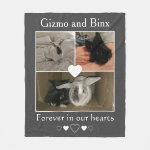 Bunny Memorial Customisable Two Pets Photo Collage Fleece Blanket