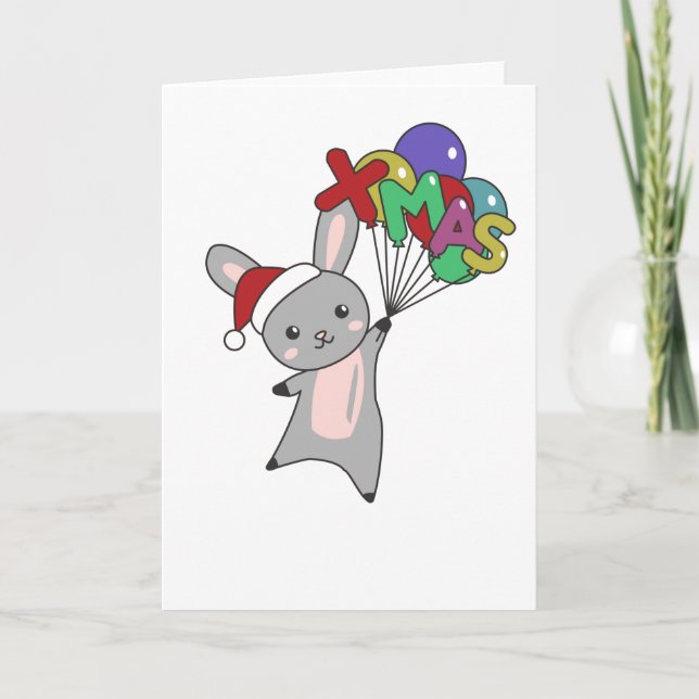 Bunny Merry Christmas Winter Animals Rabbit Card (Front)