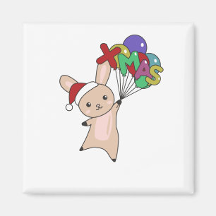 Bunny Merry Christmas Winter Animals Rabbit Magnet