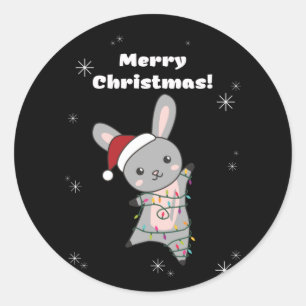 Bunny Merry Christmas Winter Animals Rabbits Classic Round Sticker