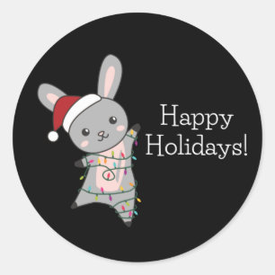 Bunny Merry Christmas Winter Animals Rabbits Classic Round Sticker
