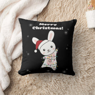 Bunny Merry Christmas Winter Animals Rabbits Cushion