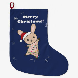 Bunny Merry Christmas Winter Animals Rabbits Large Stocking