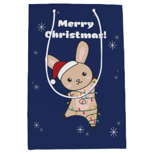 Bunny Merry Christmas Winter Animals Rabbits Mediu Medium Gift Bag