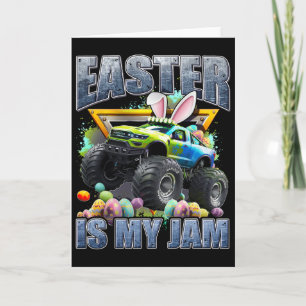 Bunny Monster Truck Easter Is My Jam Day Boys Kids Card