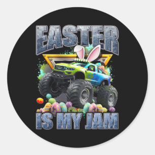 Bunny Monster Truck Easter Is My Jam Day Boys Kids Classic Round Sticker