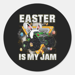 Bunny Monster Truck Easter Is My Jam Day Boys Todd Classic Round Sticker