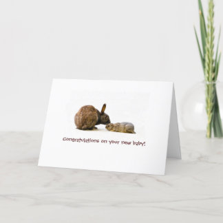 Bunny mother & baby - new baby card