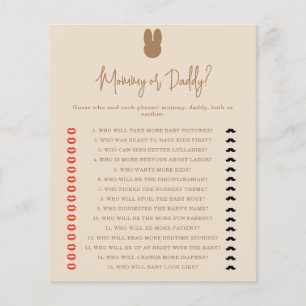 Bunny mummy or daddy baby shower game