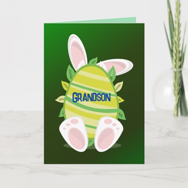 BUNNY N EGG GRANDSON EASTER CARD (Front)