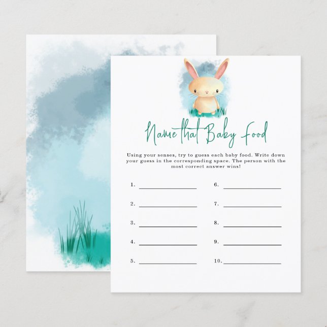 Bunny Name that baby Food shower game (Front/Back)