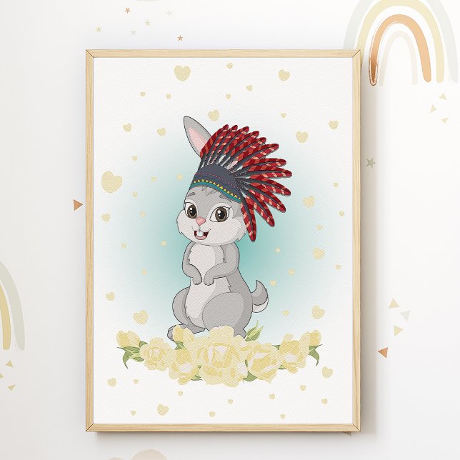 Bunny Native American Nursery Print Kids Room (Creator Uploaded)