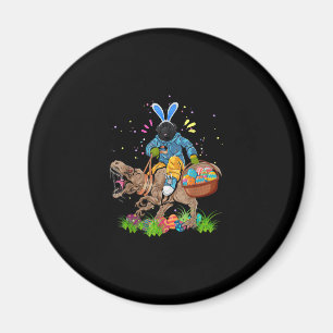 Bunny Newfoundland Dog Riding Dinosaur Easter Magnet