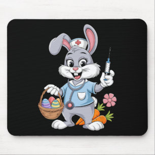 Bunny Nurse Easter Day Stethoscope Rabbit Scrub To Mouse Mat