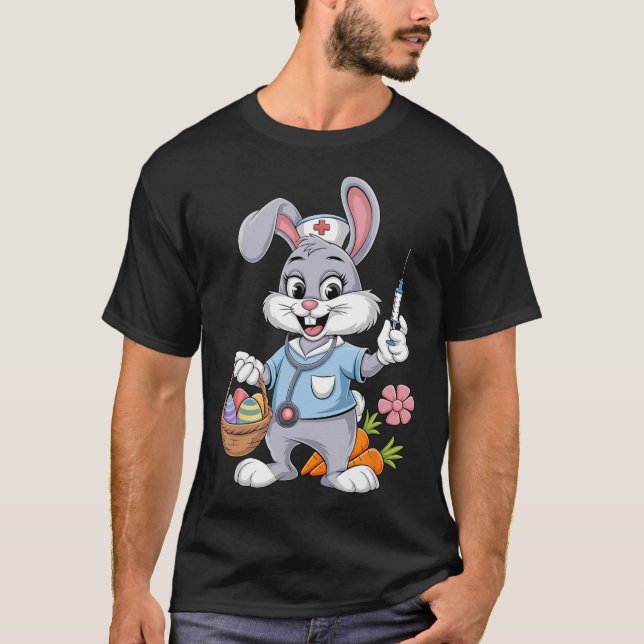 Bunny Nurse Easter Day Stethoscope Rabbit Scrub To T-Shirt (Front)