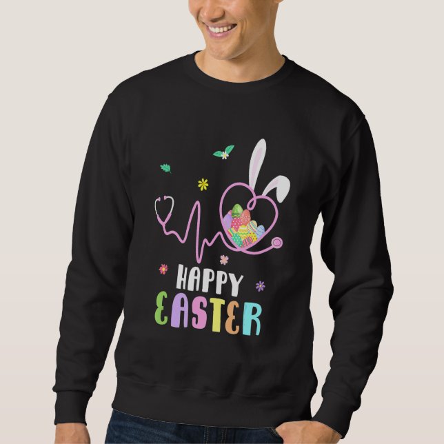 Bunny Nurse Stethoscope Happy Easter Eggs Rabbit N Sweatshirt (Front)