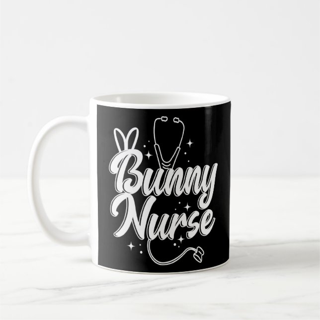 Bunny Nurse Stethoscope Nursing Cna Hospital Clini Coffee Mug (Left)