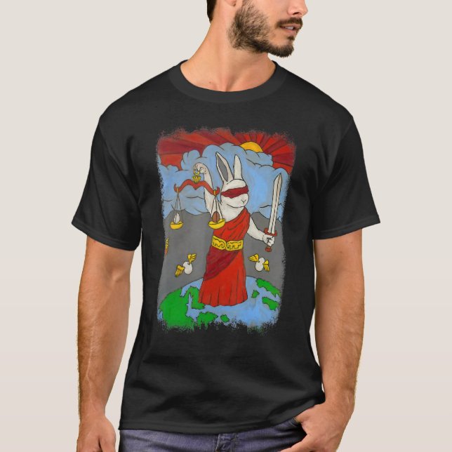 Bunny Of Justice Earth Planet Easter Day T-Shirt (Front)