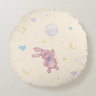 Bunny on Bubble Cute Nursery Pillow for Kids Room